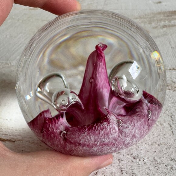 Vintage Caithness Moonflower Art Glass Bubble Paper Weight - Picture 11 of 12